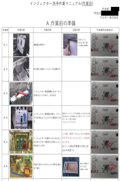 Ｃさんが作成した作業マニュアル（1）の画像