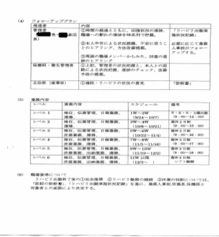 表(1)《職場復帰支援プラン》