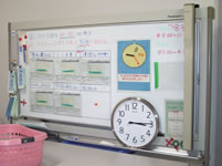 時計とともに作業スケジュールを明示