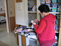 干しあがった洗濯物を個人ごとに仕分・収納