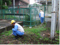 指示を受け環境整備を実行（除草作業）